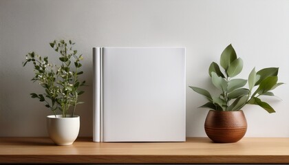 Photo Of A Blank Mockup Book Displayed On A Table Against A White Wall