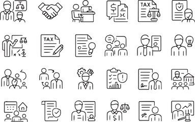 Legal and Business Icons Agreements Tax and Consulting