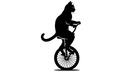 Silhouette of a cat riding a unicycle feline animal © PixelSaga MH2 