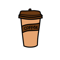 Coffee cup illustration. Hand-drawn illustration of coffee in a cup. Flat design coffee illustration
