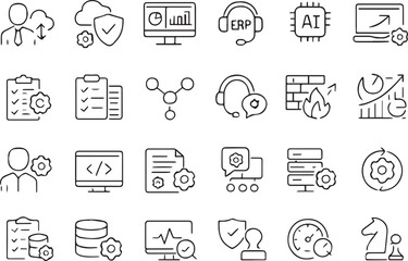Business technology and IT icons set