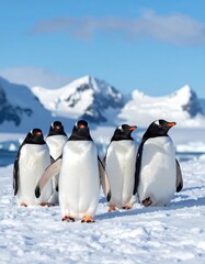 Obraz premium Penguins on snow