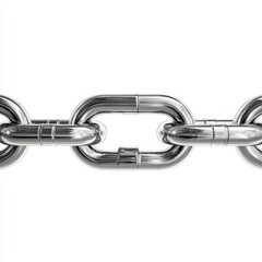 Obraz premium Shiny metal chain links isolated on white background