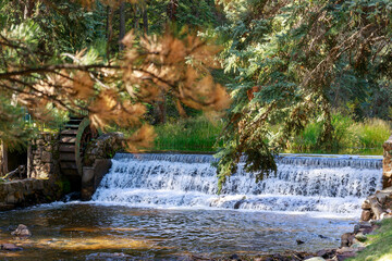 waterfall in autumn park