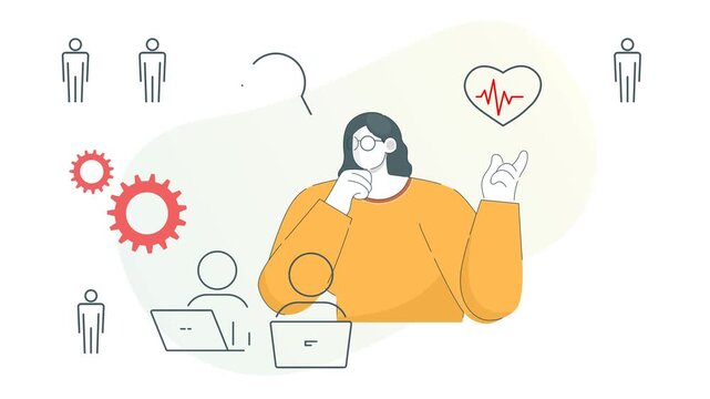 Compassionate Employee Wellbeing and Health management - Animated Illustration as MP4 File