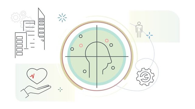 Employee Wellbeing and Health management - Animated Illustration as MP4 File