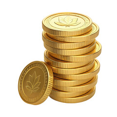 Stack of Gold Maple Leaf Coins on transparent background Black Background