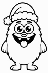 Silly Cute Monster with Santa Hat Cartoon Vector generative aib