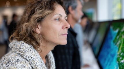 ai education event, high-quality photos capture ai emotion analysis tech event at public venue, showcasing diverse audience engaging with educational displays