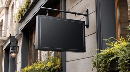 Black restaurant signboard mockup template design