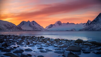 Serene Arctic Mountainscape At Sunset