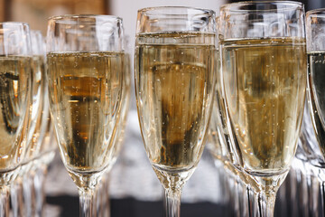 Close-Up of Champagne Glasses in Celebration