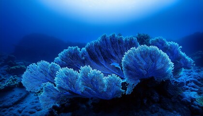 Underwater Glowing Blue Coral