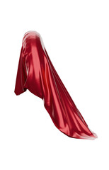 Naklejka premium red silky satin draped curtain object, transparent background