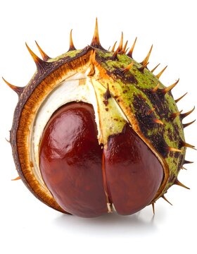 Close-up of a split conker