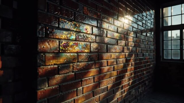 Brick Wall Interior with Sunlight Industrial Texture and Architectural Detail