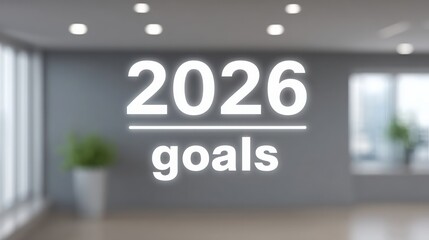 A modern interior with a focus on future goals for 2026, featuring minimalistic design elements.