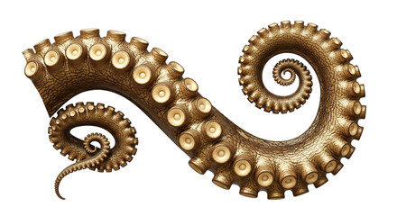Golden Octopus Tentacle with Suckers image Cutout PNG isolated on a transparent background