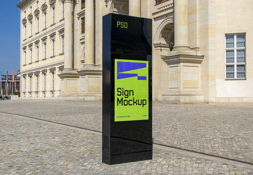 Single Monument Sign PSD Mockup