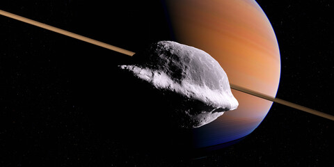 Pan Saturn Dwarf Moon - Pan is a small moon of Saturn and exists within the ring system and is shaped like a "flying saucer" or "ravioli". © Catmando