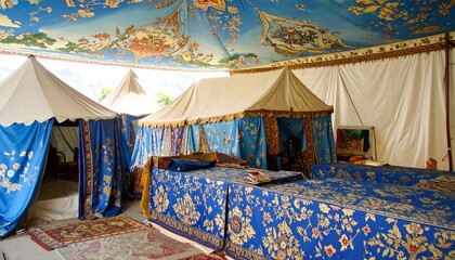 Interior of decorated tents