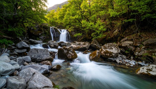 Mountain stream cascade - Powered by Adobe