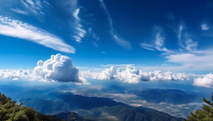 Obraz premium Blue Sky With Clouds From Above Ai Generated Art