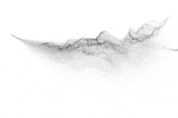 Abstract ethereal wispy smoke cloud formation with particles isolated on transparent background