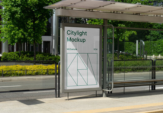 Bus Stop Citylight Mockup