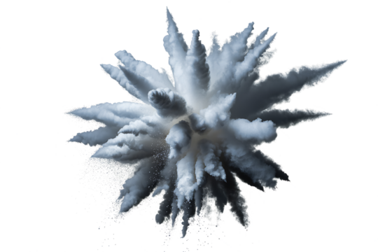 Intricate fractal ice crystal formation with sharp delicate points isolated on transparent background