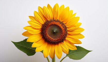Obraz premium Vibrant Sunflower With Bright Yellow Petals And Green Stem Isolated Against Transparent Background