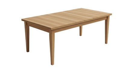 Fototapeta premium Rectangular light brown wood dining table with a precision seam, isolated on a transparent background with shadowless studio lighting, modern minimalist home furniture concept