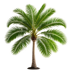 Fototapeta premium Isolated lush palm tree with a textured trunk and vibrant green leaves