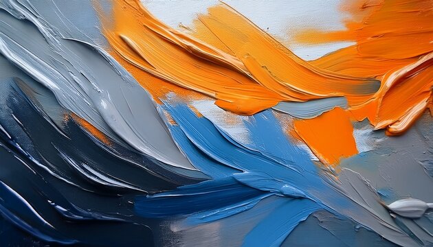 Grey Orange And Blue Paint Brush Strokes Background