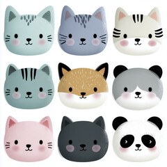 Fototapeta premium set of head cats