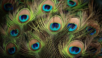Obraz premium Green Peacock Feathers