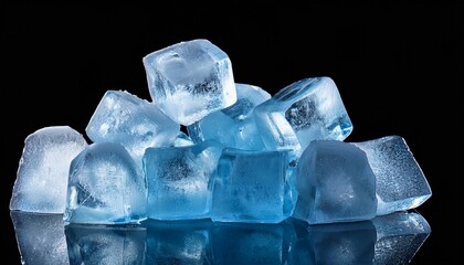 Blue Ice Crystals Pile Black Background Frozen Cold Winter Isolated On A Transparent Background