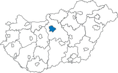 Outline Map of Hungary with Capital City Mark