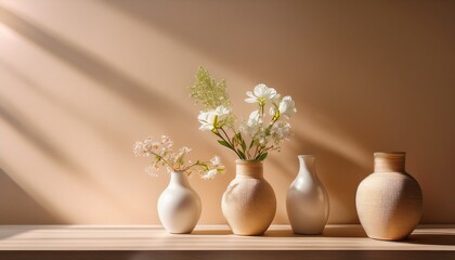 Vases With Flowers The Elegant Scene Illuminated By Gentle Sunlight Vases Flowers With Copy Space