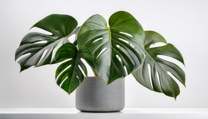 Large Monstera Deliciosa In Gray Pot White Background Photography White Background Jungle