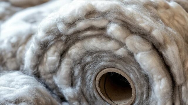 A compact bundle of wool with loose fibers and texture visible