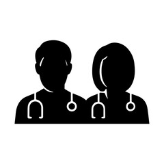 Male and female doctor avatar icons silhouette isolated on white 