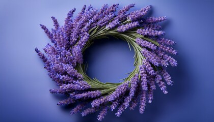 Lavender Wreath Purple Floral Design Element On Blue Transparent Background