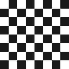 A classic black and white checkerboard pattern featuring a simple grid of alternating squares, A chessboard pattern.