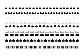 Collection of decorative black and white line borders and dividers