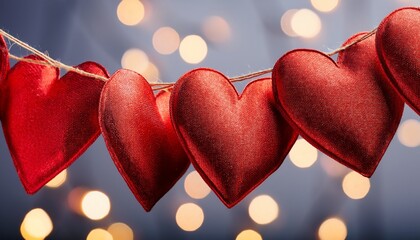 Garland Of Red Shape Hearts