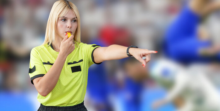 referee woman acting rules soccer	
