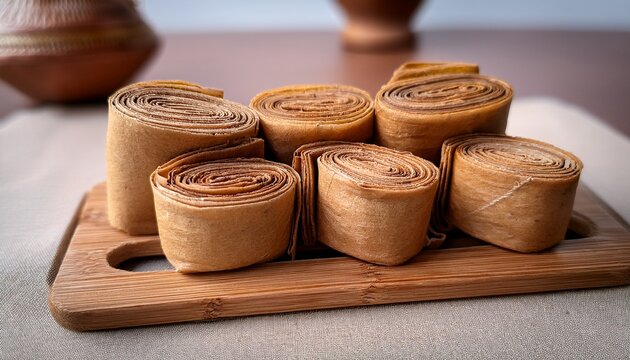 Chickle Rolls Artfully Arranged On A Smooth Surface For Display