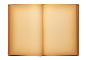 An old, brown book with pages that are open, blank, and aged. Texture and empty space awaiting a story from the past.