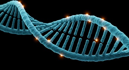 Digital dna helix illustration against a black background for scientific concepts